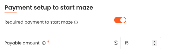 Payment setup tp start maze