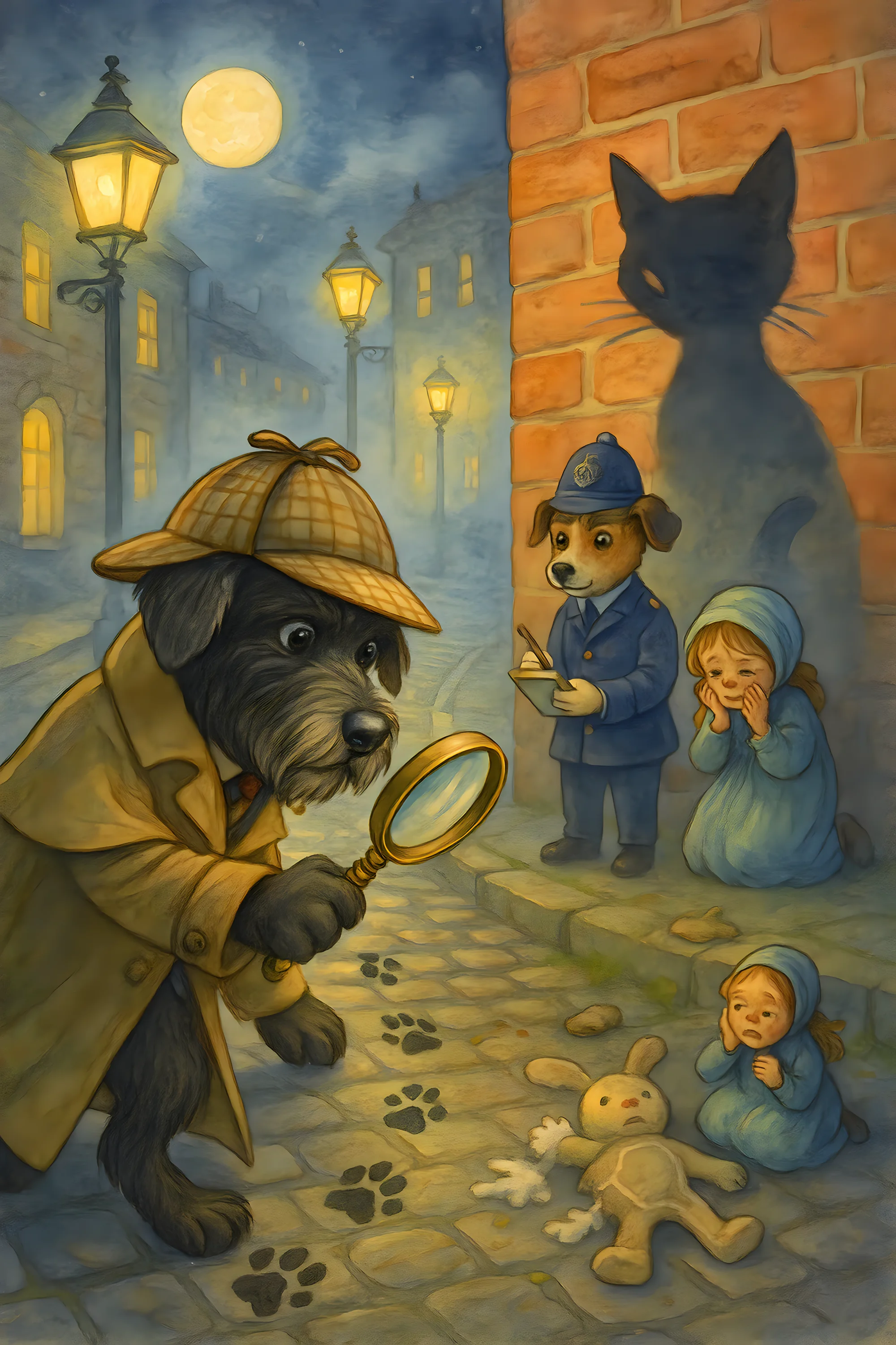 Inspector Coupán investigating a crime scene